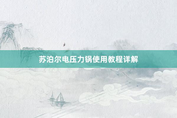 苏泊尔电压力锅使用教程详解